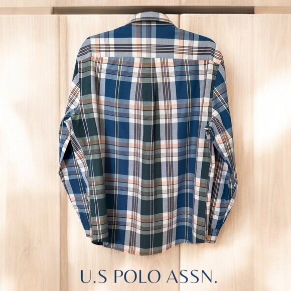 U.S. Polo Assn. Long Sleeve Plaid Cotton Dress Button Down Shirt - Picture 2 of 6
